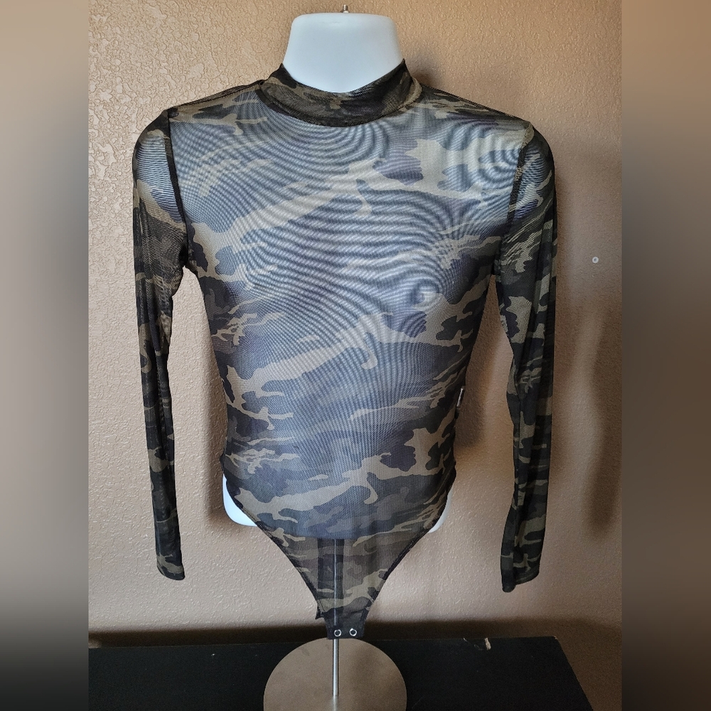 Camo Mesh Bodysuit - Thong Closure